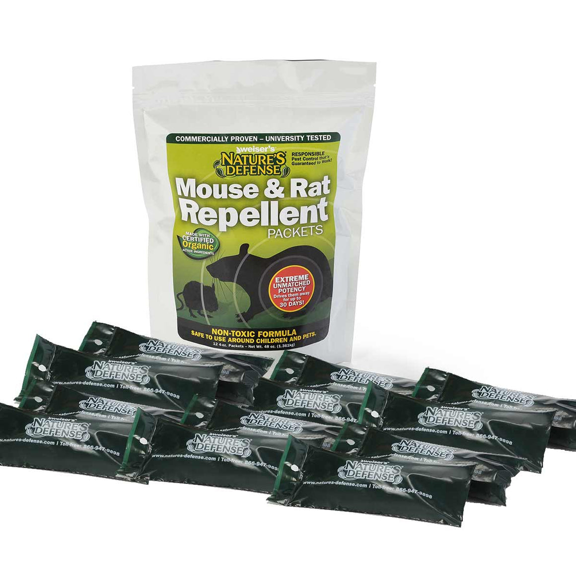 Repelentes para Roedores Nature's Defense em Pacotes