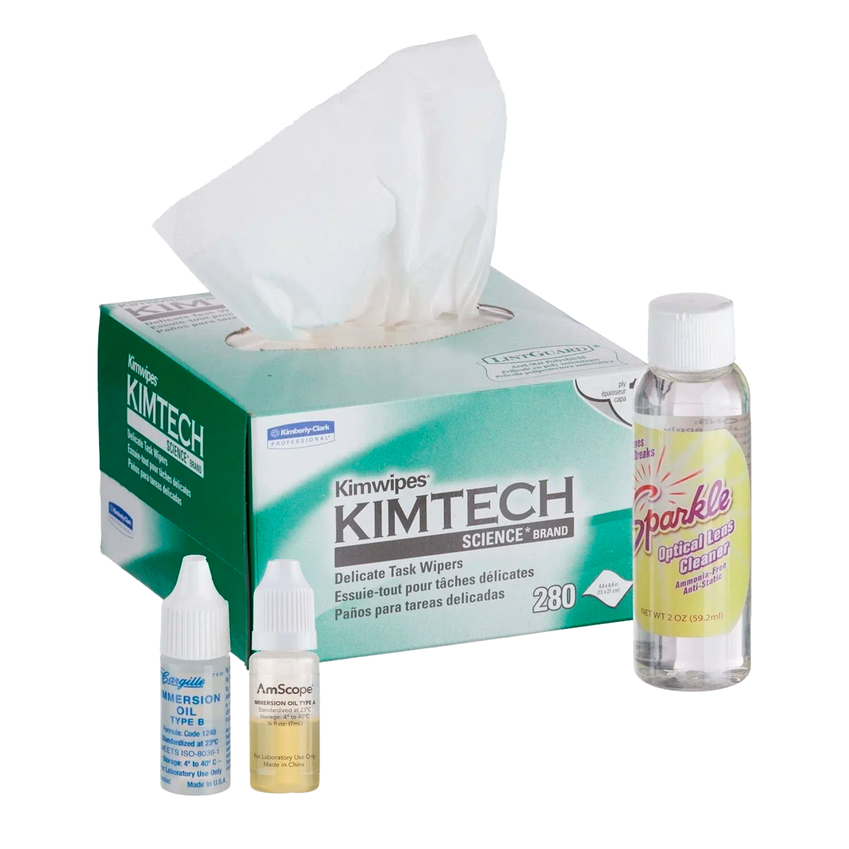 Kit de Operación y Mantenimiento para Microscopio AmScope con Aceite de Inmersión y Limpiador de Lentes