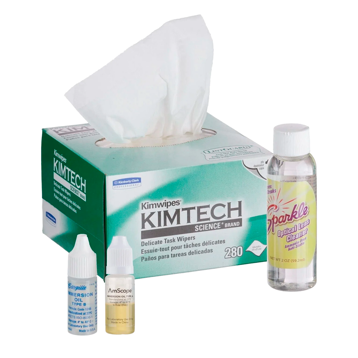 Kit de Operación y Mantenimiento para Microscopio AmScope con Aceite de Inmersión y Limpiador de Lentes