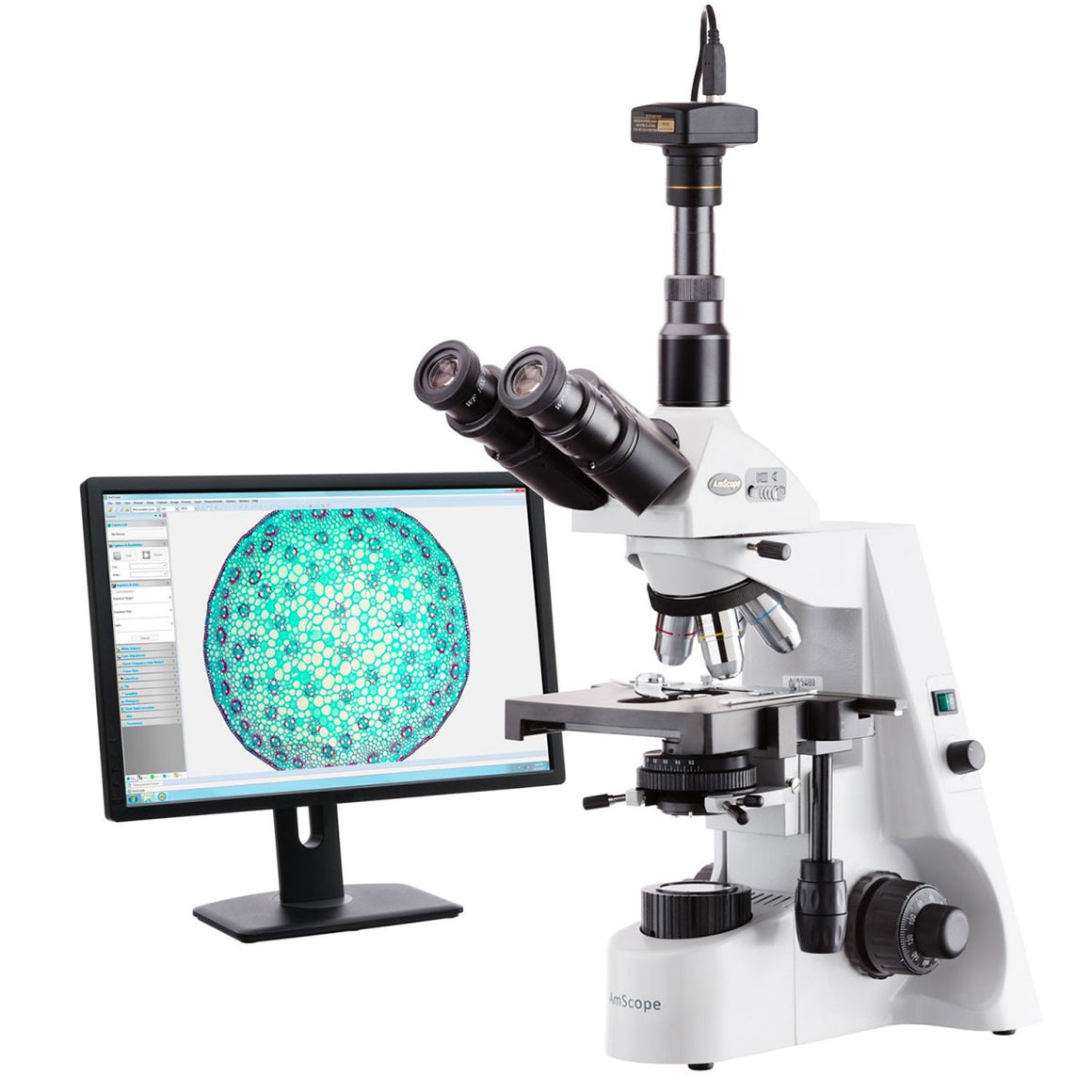Microscópios Trinoculares Compostos AmScope Série T690 de 40X até 2500X