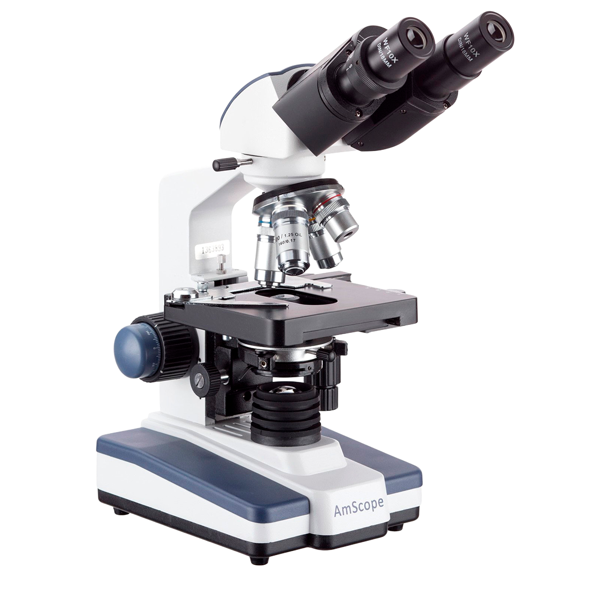 Microscópio Composto Binocular AmScope Série B120 40×–2500× com Cabeçote Siedentopf, Platina Mecânica 3D e Câmera Digital de 1 MP