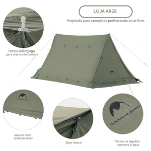 Barraca de Acampamento de Algodão com Janela para Chaminé Naturehike ARES de 4 Estações
