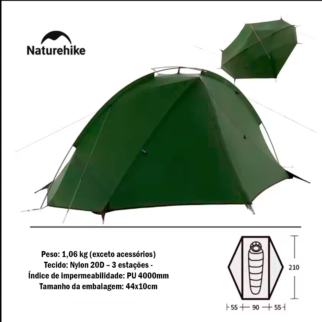 Barraca de acampamento Naturehike Tagar 1-2 Pessoas à Prova D'água Montagem Rápida de 4000 mm