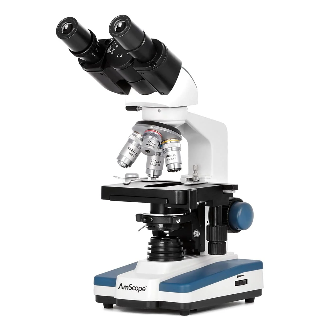 Microscópio Composto Binocular AmScope Série B120 de 40× a 2500× 