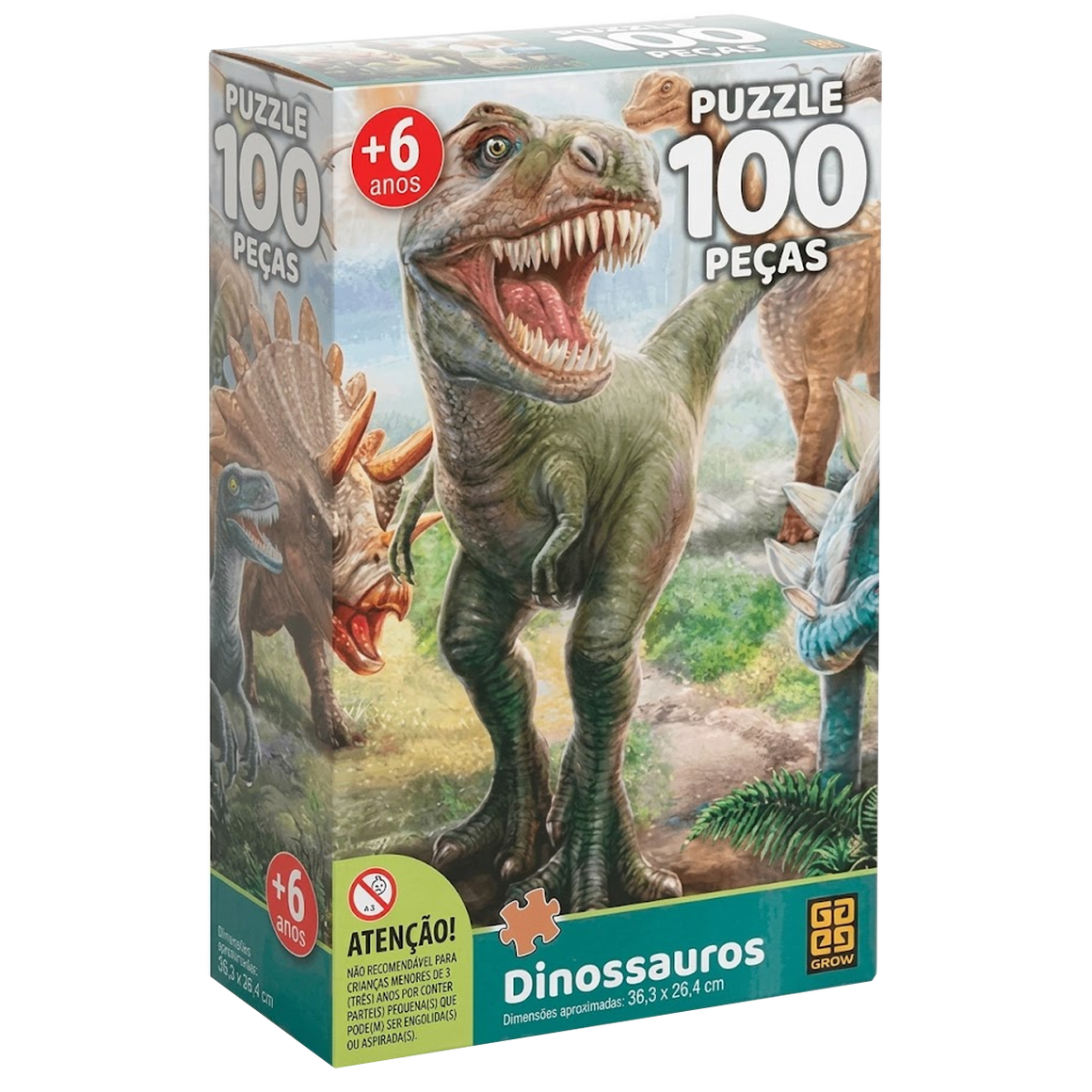 Quebra-Cabeça Dinossauros de 100 Peças (+6)