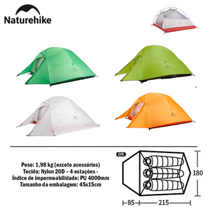 Naturehike Cloud Up 3 Barraca de Mochila Impermeável ultraleve 20D