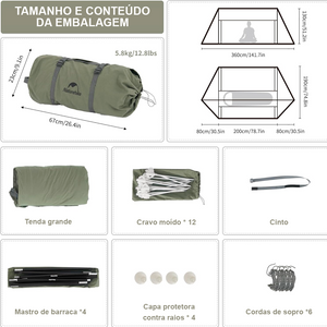 ARES TC Cotton Ridge Tent com janela de chaminé portátil espaçosa para acampamento ao ar livre Glamping