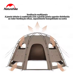 Tenda Octogonal Naturehike MG Dome para 4-5 Pessoas para Camping e Viagens: Grande Espaço e abertura rápida