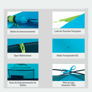 Barraca de acampamento Ultraleve de Camada Mono para 2 Pessoas Naturehike Série P com Proteção anti-UV UPF40 +
