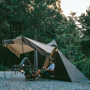 Tenda Ranch Fire Pyramid com Chaminé, Tenda Tipi para 4 Estações, 2 a 4 Pessoas, à Prova d'água, Acampamento ao ar Livre