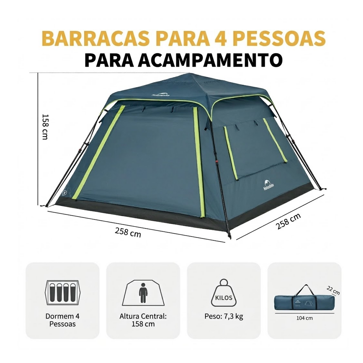 Barraca Tipo Cabana Instantânea Naturehike Série Cape Lite para 4 a 6 Pessoas