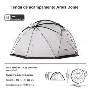 Tenda Naturehike Shepherd Dome à prova d'água, grande espaço para acampamento ao ar livre com neve e chuva