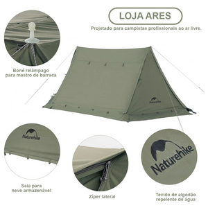 ARES TC Cotton Ridge Tent com janela de chaminé portátil espaçosa para acampamento ao ar livre Glamping