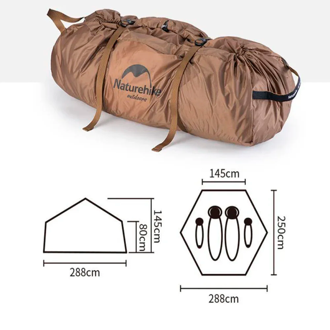 Barraca Hexagonal de Estrutura Integrada Naturehike MG para 3-4 Pessoas