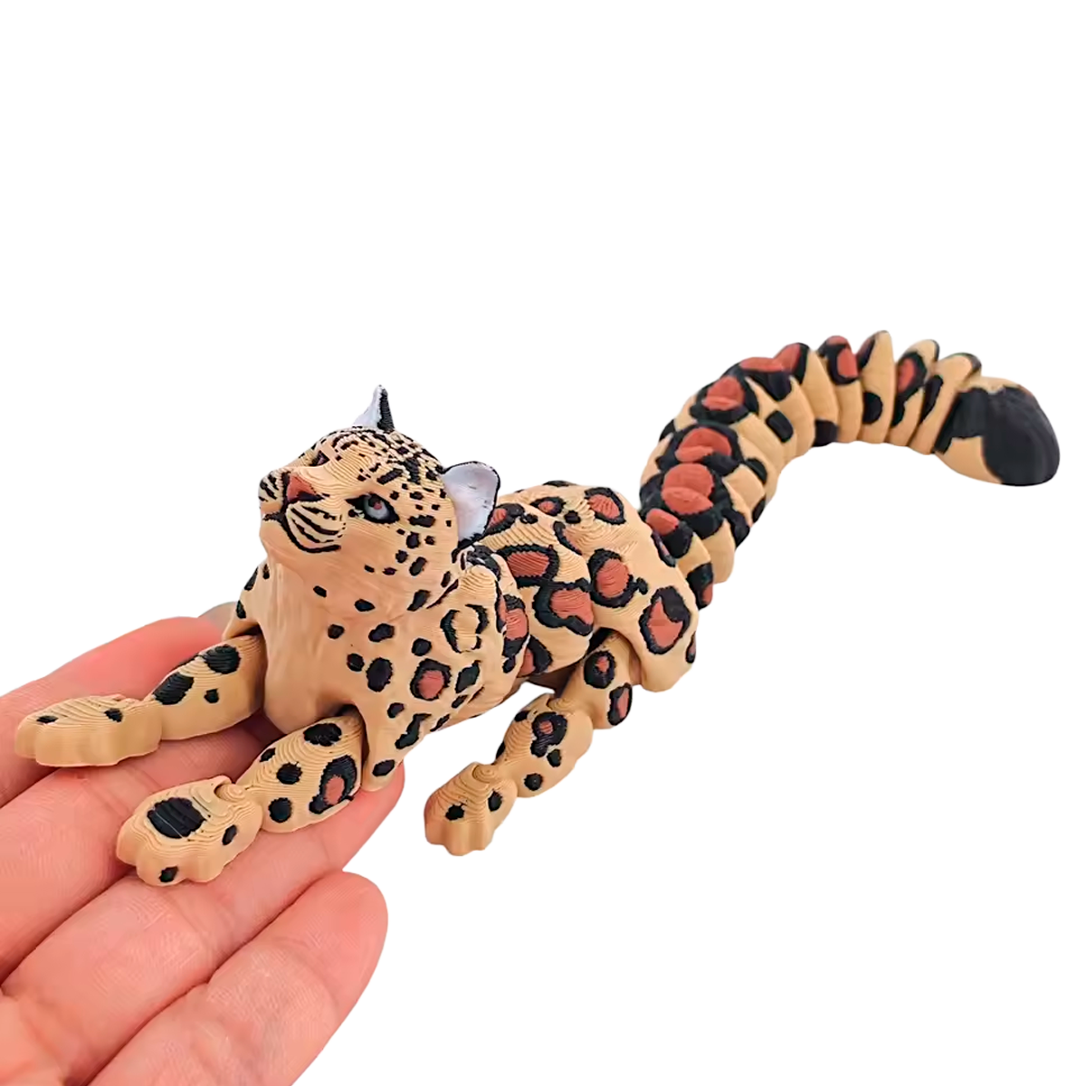Brinquedo de Simulação de Leopardo das Neves Impresso em 3D Articulado (+3)