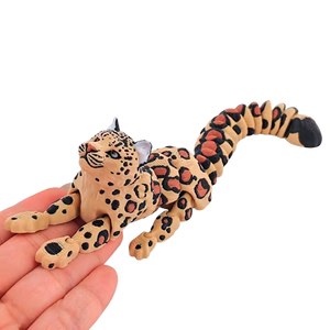 Brinquedo de Simulação de Leopardo das Neves Impresso em 3D Articulado (+3)