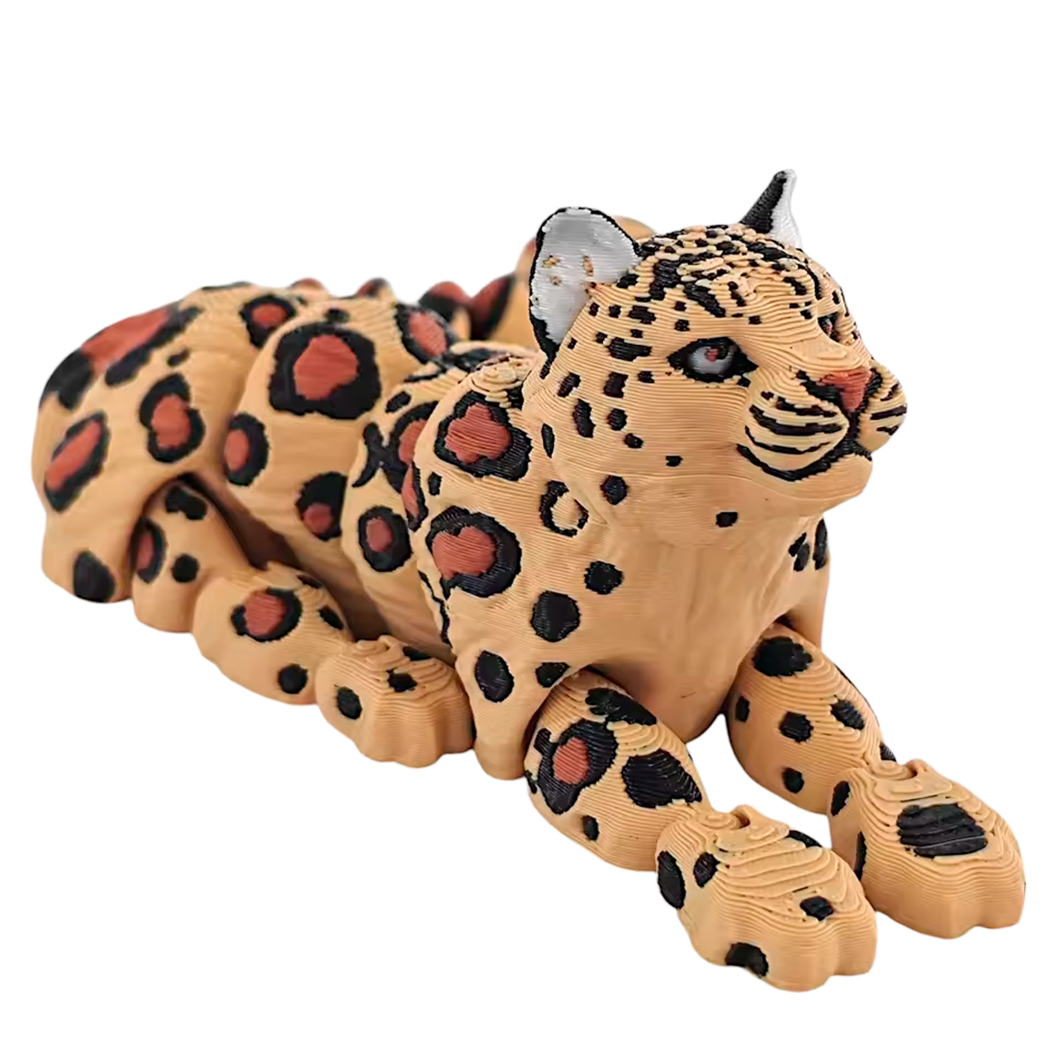 Brinquedo de Simulação de Leopardo das Neves Impresso em 3D Articulado (+3)
