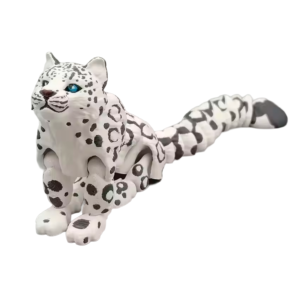 Brinquedo de Simulação de Leopardo das Neves Impresso em 3D Articulado (+3)