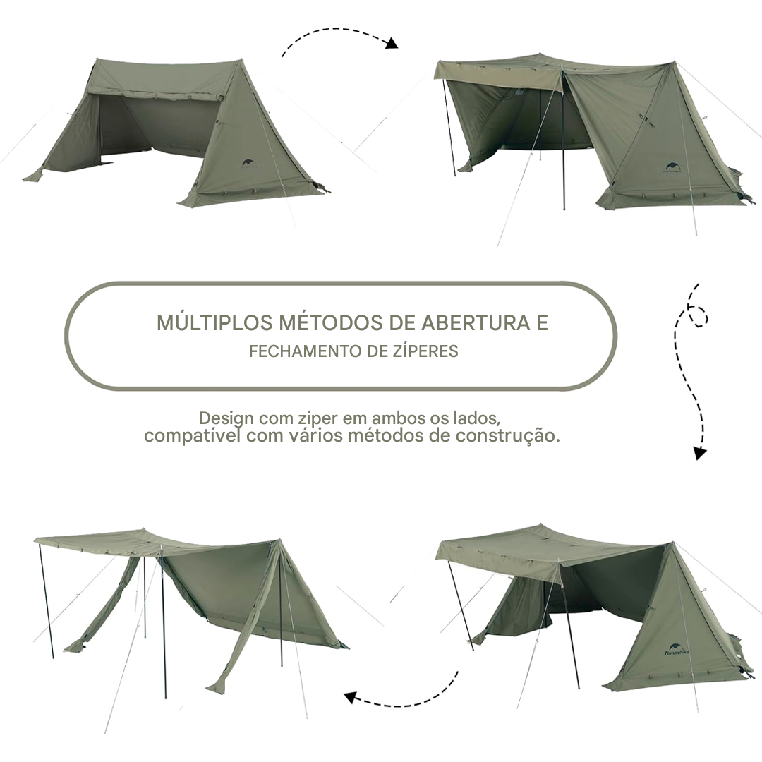 Barraca de Acampamento de Algodão com Janela para Chaminé Naturehike ARES de 4 Estações