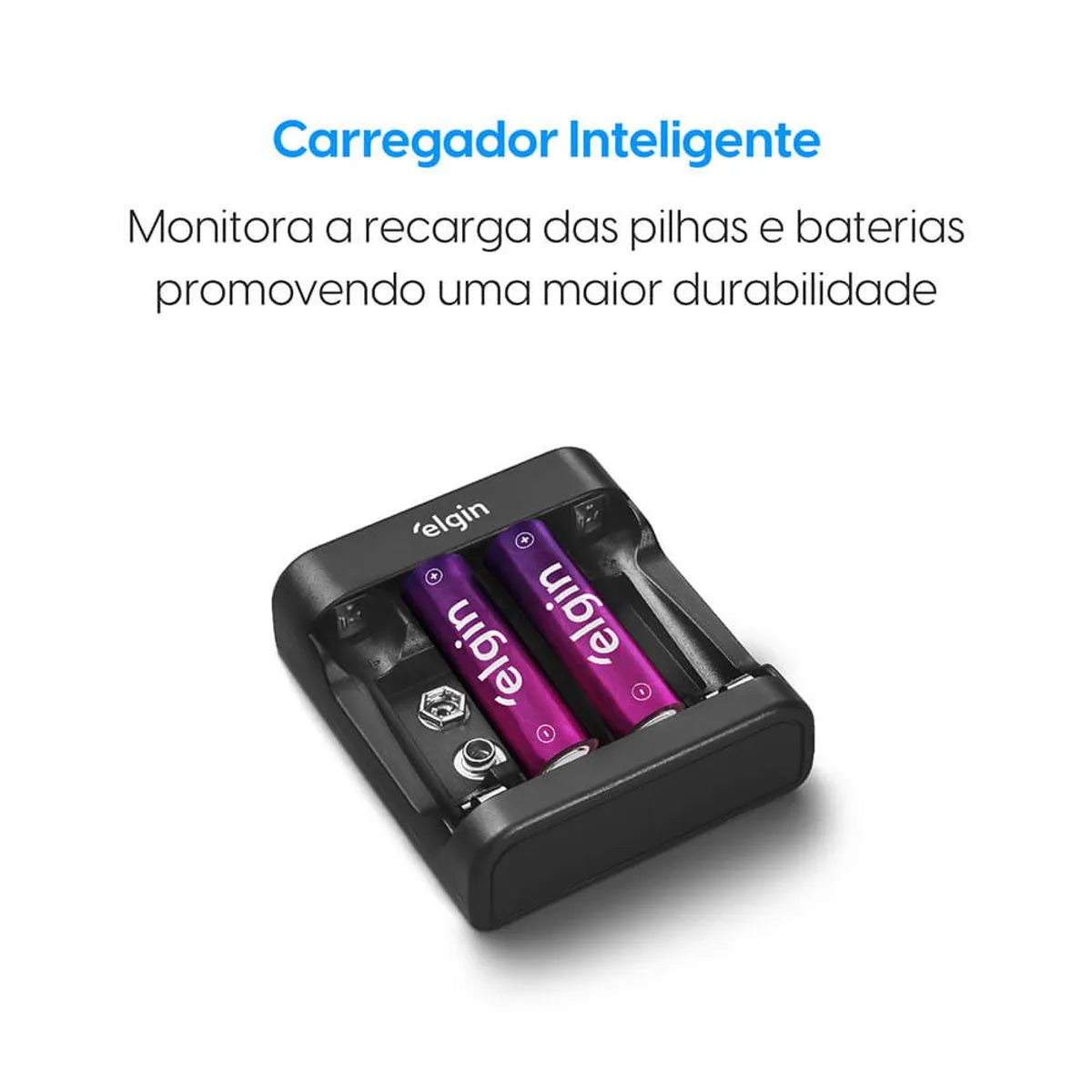 Carregador de Pilhas e Baterias Elgin Micro USB com 2 Pilhas AA 1500 mAh