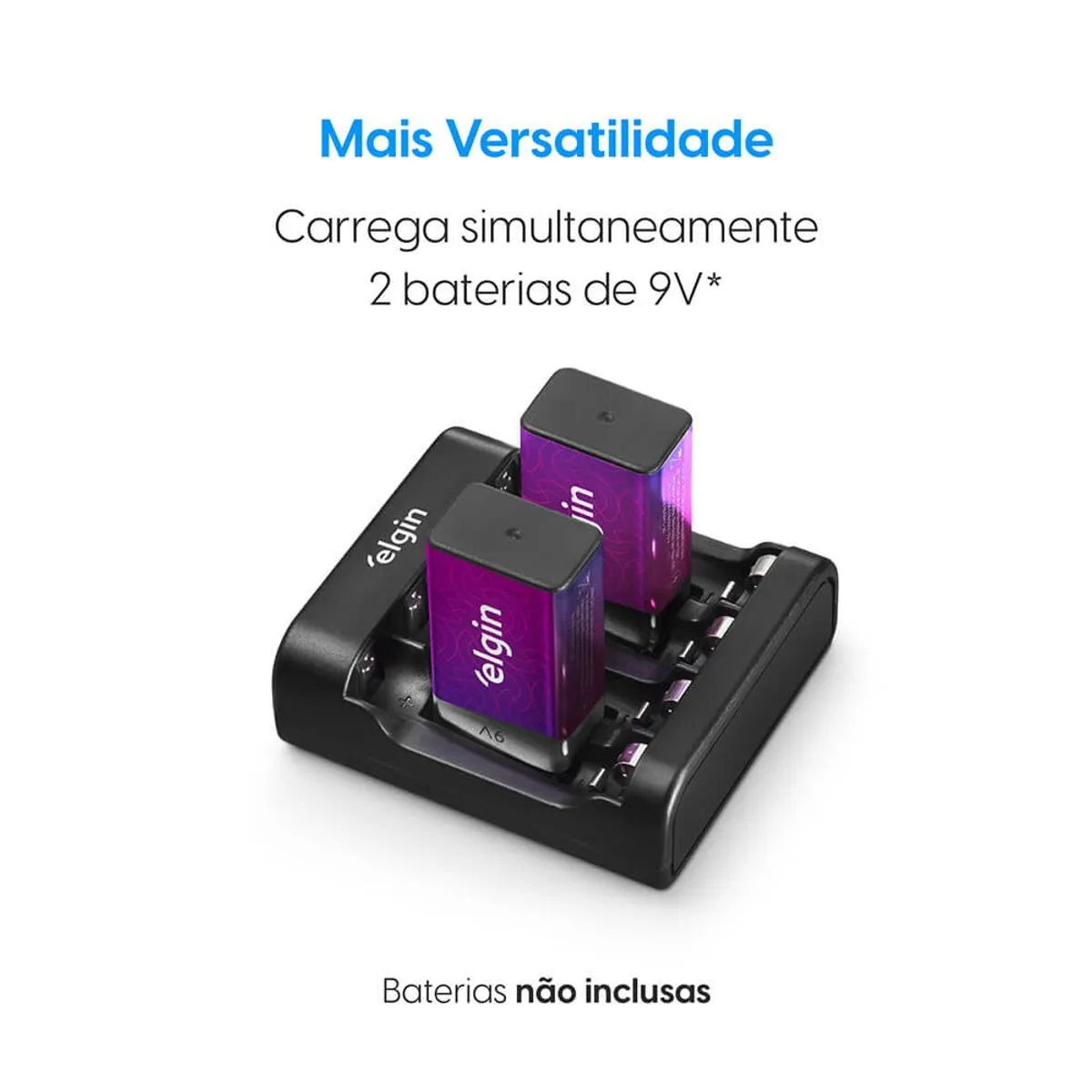 Carregador de Pilhas e Baterias Elgin Micro USB com 2 Pilhas AA 1500 mAh