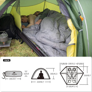 Barraca de acampamento NatureHike T Zipper 2 pessoas quatro estações dupla camada à prova de vento