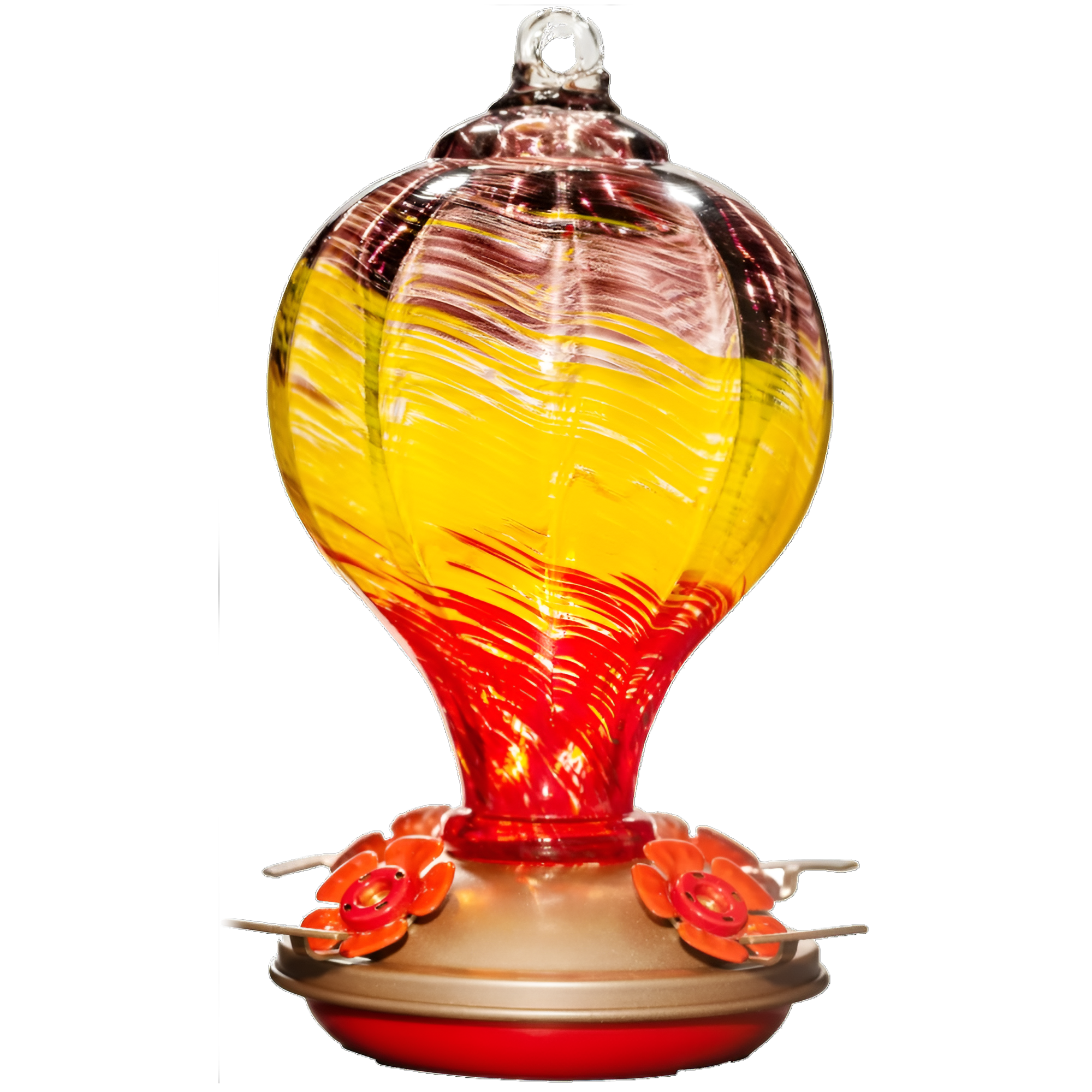 Comedouro para Beija-flores Grateful Gnome Campanário em Vidro Soprado à Mão com Poleiro 32 oz