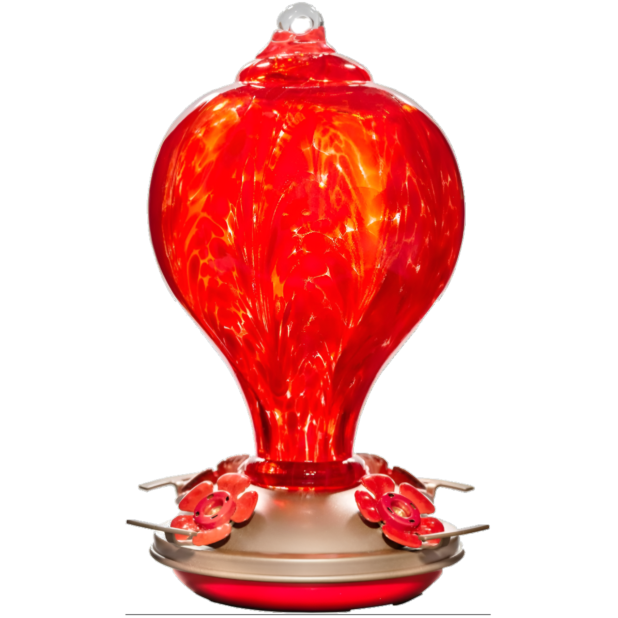 Comedouro para Beija-flores Grateful Gnome Campanário em Vidro Soprado à Mão com Poleiro 32 oz