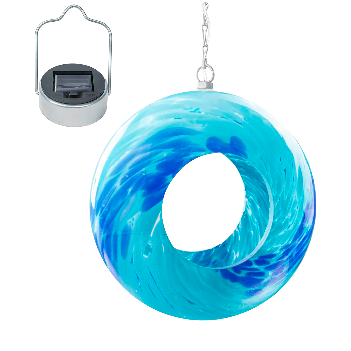 Comedouros para Granívoros Redondo em Vidro Soprado com Luz de Painel Solar