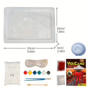 Conjunto Criativo de Experimento de Erupção Vulcânica – Kit de Pintura e Colorir DIY, Brinquedo de Ciência Popular, Presente de Aniversário para Meninos e Meninas (+5)