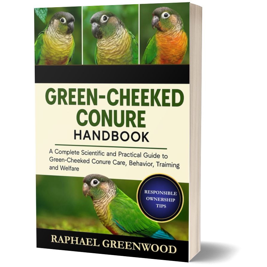 GREEN CHEEKED CONURE HANDBOOK: A Complete Scientific and Practical Guide to Green-Cheeked Conure Care, Behavior, Training, and Welfare