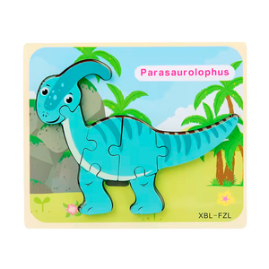 Quebra-Cabeça 3D de Dinossauro de Madeira Estilo Desenho Animado (+3)