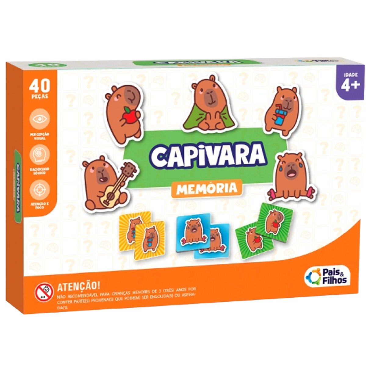 Jogo da Memória Capivara 40 Peças (+4)