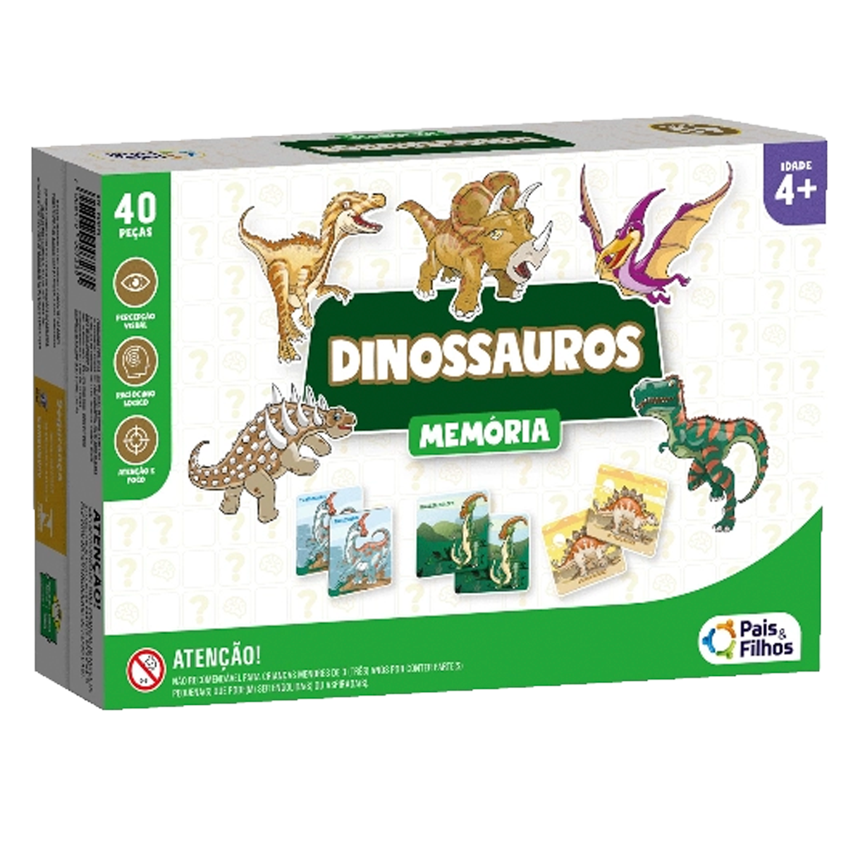Jogo da Memória Dinossauros 40 Peças (+6)
