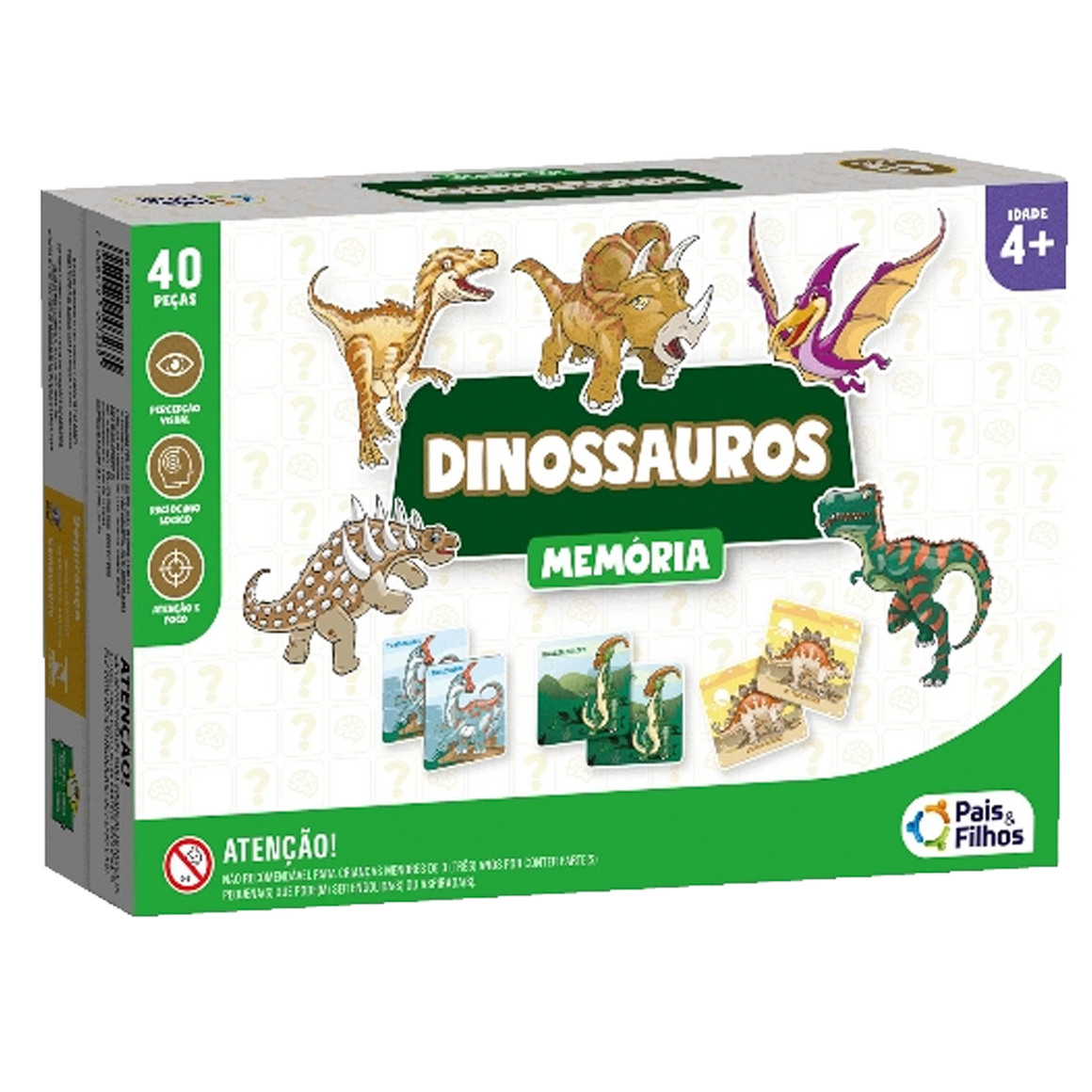 Jogo da Memória Dinossauros 40 Peças (+6)