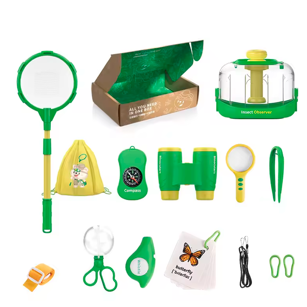 Kit de Coleta de Insetos para Crianças de Brinquedos de Exploração da Natureza ao Ar Livre de 14 Peças Educacional STEM para Caminhadas e Acampamento (+3)