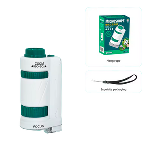 Kit de Microscópio Portátil 60×-120×/180× para Aprendizado Científico (+6)