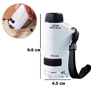 Kit de Microscópio Portátil 60×-120×/180× para Aprendizado Científico (+6)