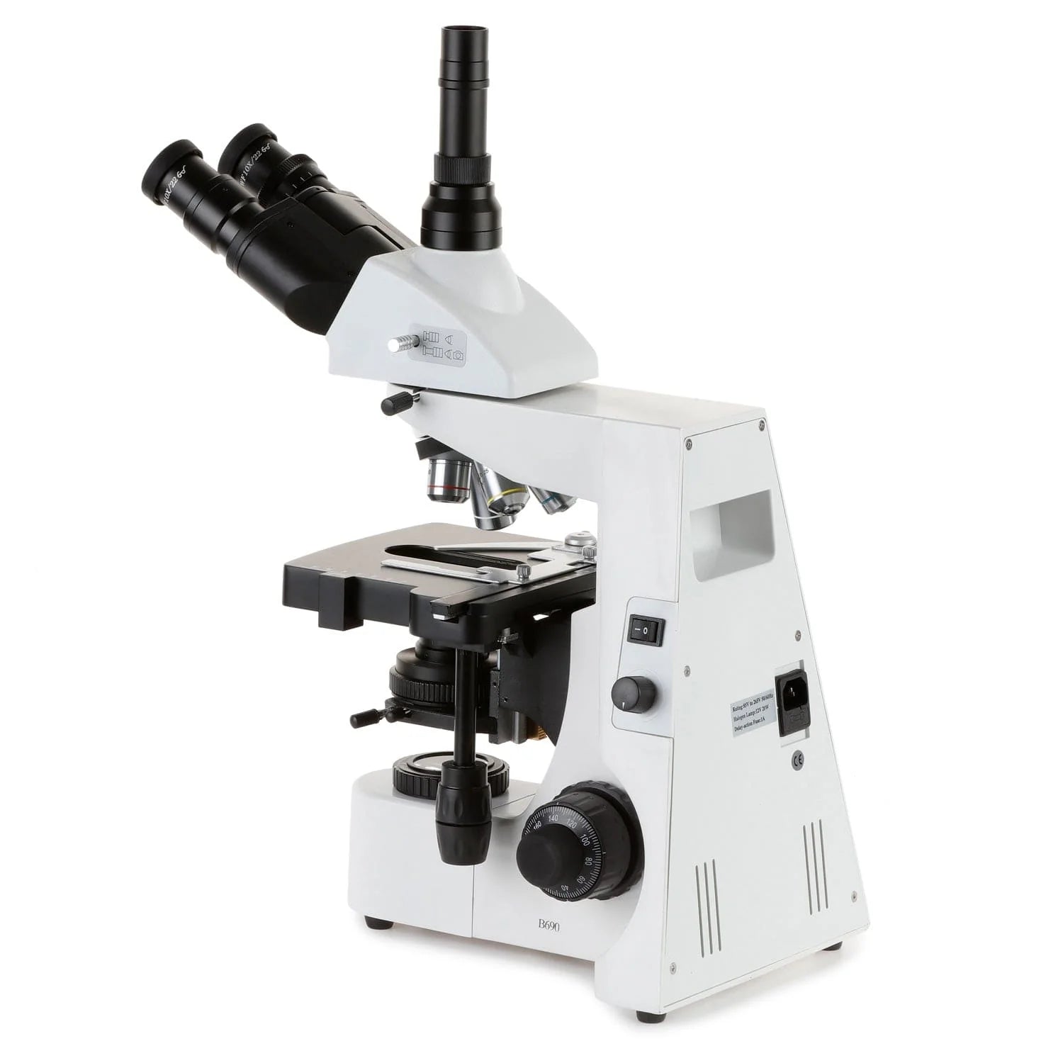 Microscópio Composto Trinocular AmScope Série T690 até 2500X Iluminação Köhler Óptica Planacromática