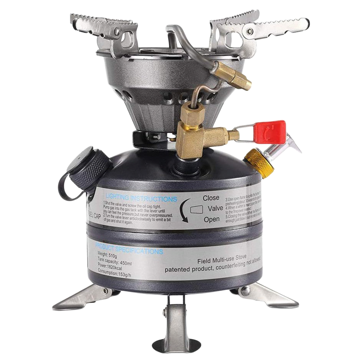 Mini Queimador Portátil BRS-12A Fogão de Cozinha Multicombustível Integrado para Acampamento