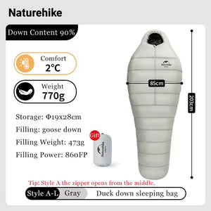 Saco de Dormir de Inverno com Pluma de Ganso YanHuo da Naturehike