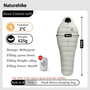 Saco de Dormir de Inverno com Pluma de Ganso YanHuo da Naturehike