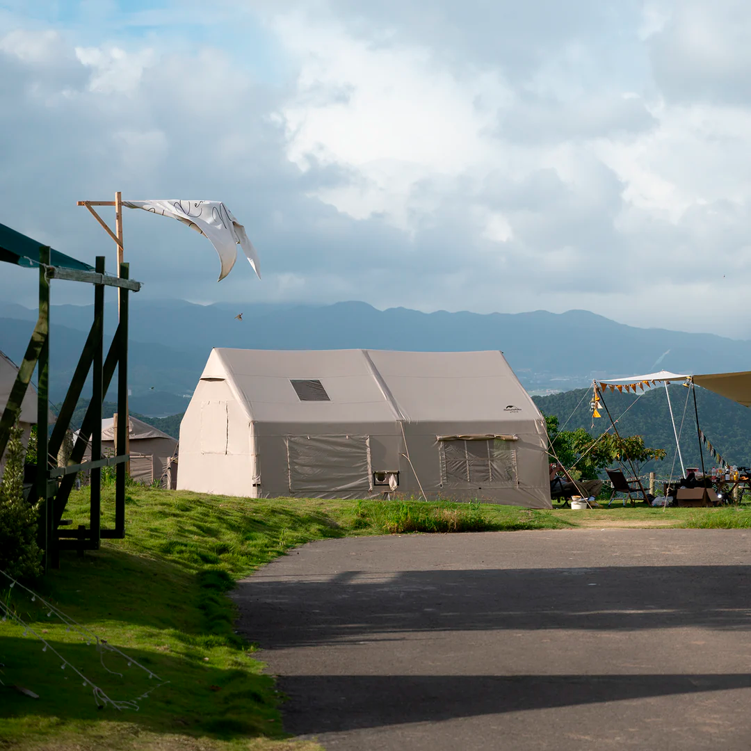 Naturehike 17.2 Grande Tenda Inflável Cabine Familiar 1 Quarto 1 Sala de Estar com Lareira Camping Glamping