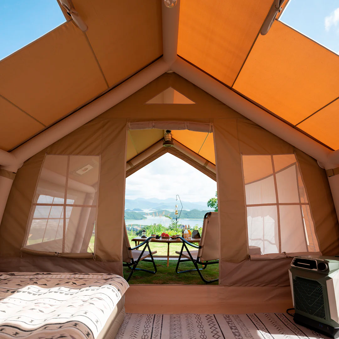 Naturehike 17.2 Grande Tenda Inflável Cabine Familiar 1 Quarto 1 Sala de Estar com Lareira Camping Glamping