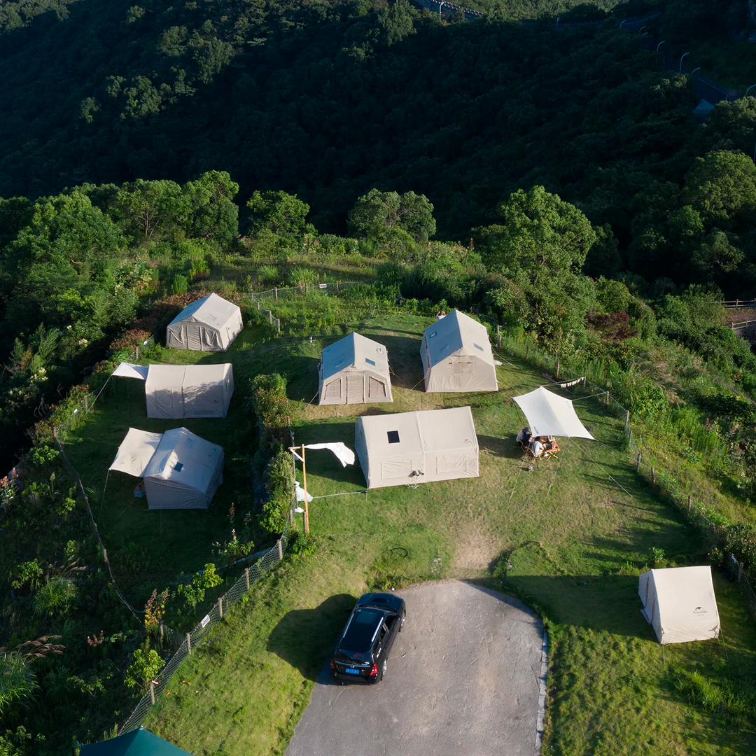 Naturehike 17.2 Grande Tenda Inflável Cabine Familiar 1 Quarto 1 Sala de Estar com Lareira Camping Glamping