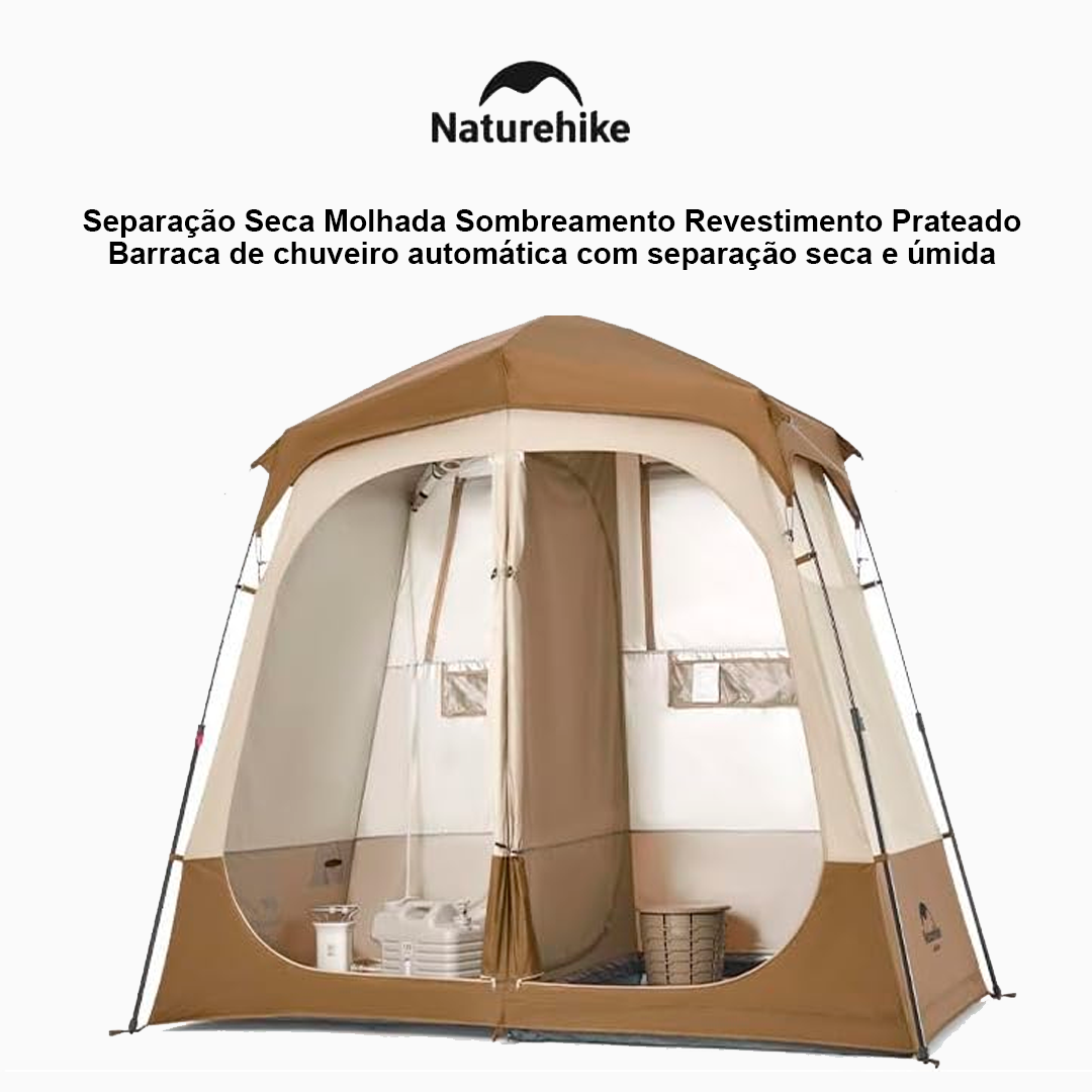 Naturehike Barraca Automática Chuveiro Separação Seca e Molhada Acampamento Viagem Camarim Abrigo Banheiro Portátil