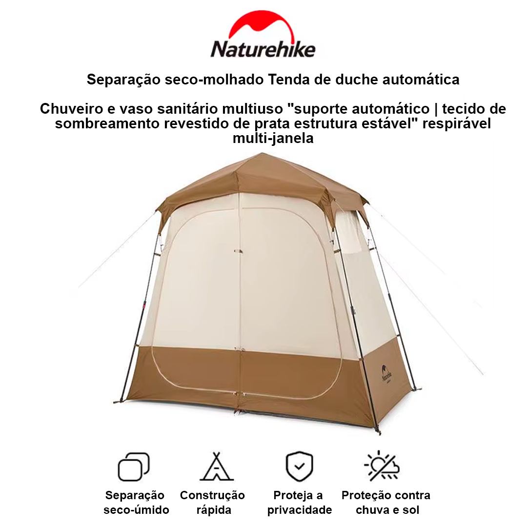 Naturehike Barraca Automática Chuveiro Separação Seca e Molhada Acampamento Viagem Camarim Abrigo Banheiro Portátil