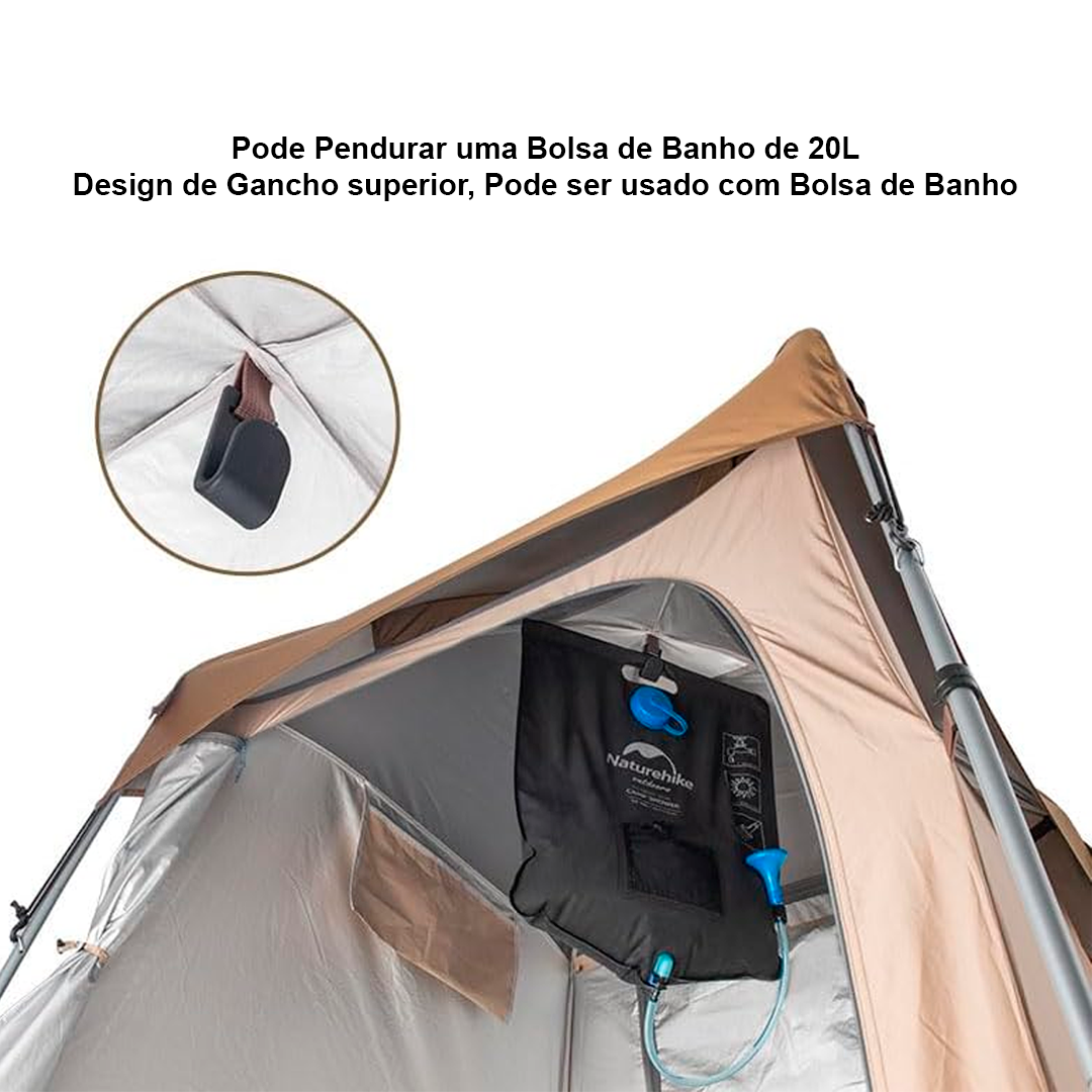 Naturehike Barraca de Chuveiro Individual para 1 Pessoa, Ultraleve, Portátil, Vestiário ao ar Livre com Gancho para Bolsa de Agua de 20L, Banheiro