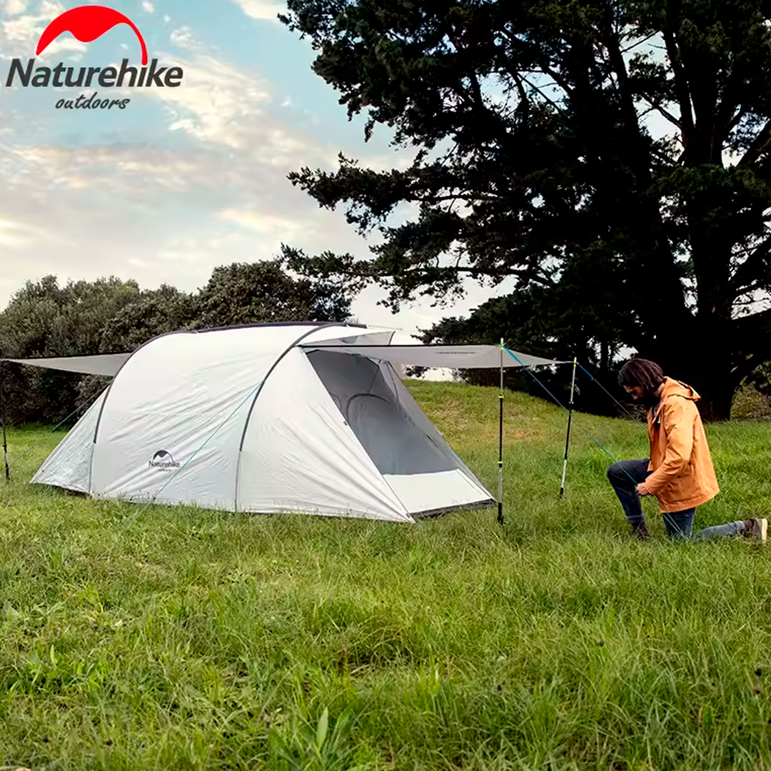 Naturehike Cloud Fun Tenda para 3 pessoas Revestimento prateado Proteção solar e à prova d'água Camping ao ar livre