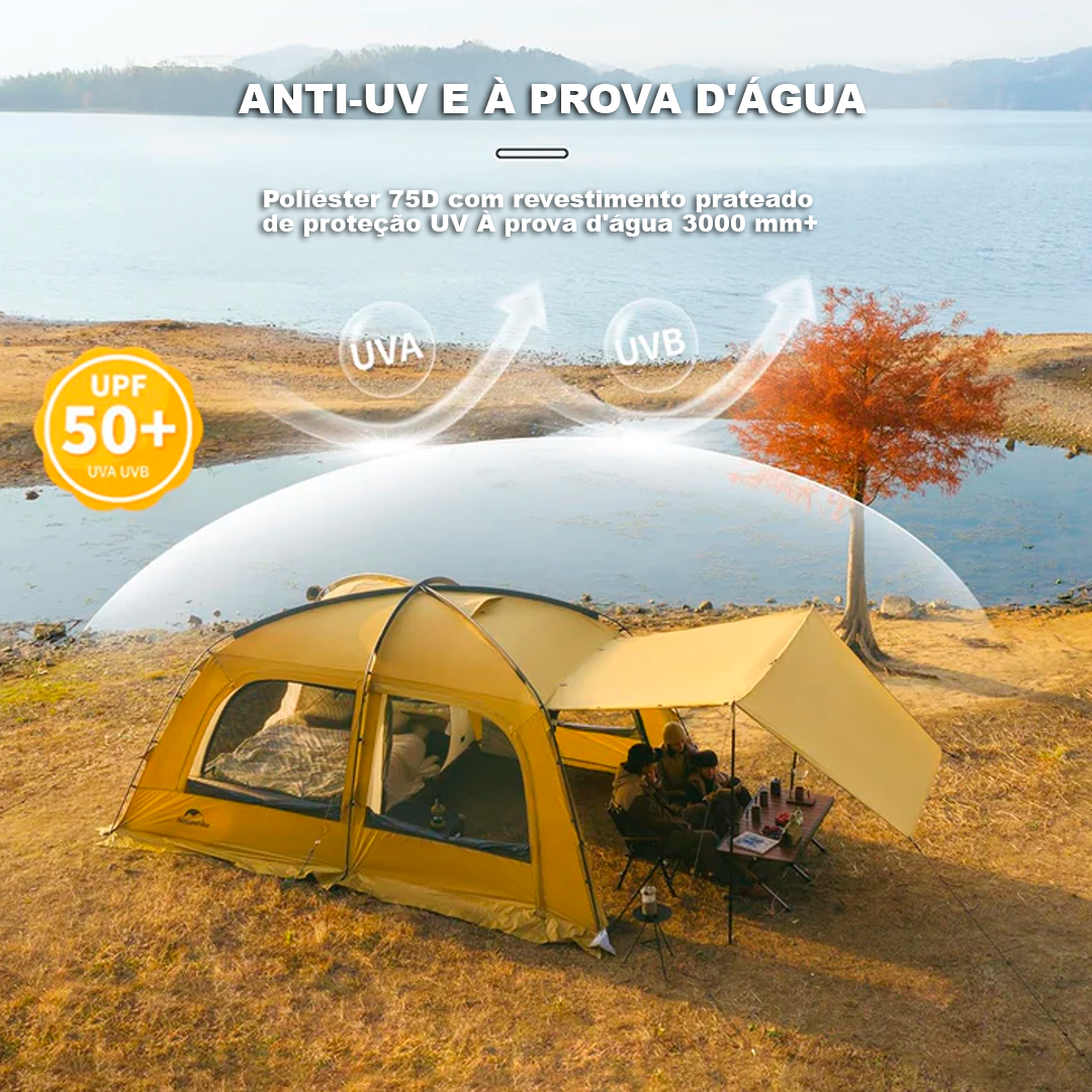 Naturehike DUNES 10.9 Barraca de acampamento expandida Dome 5-6 pessoas 4 estações à prova d'água grande espaço com furo de chaminé